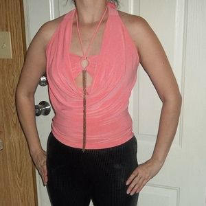 BN Sexy Peach Halter Top Drape Front